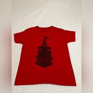 (19) Red Kids Train Graphic T-Shirt